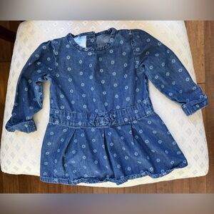 Small Wonders Denim Chambray Flower print Baby Girl Dress 6m-9m 6-9 months